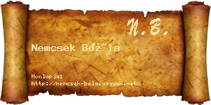 Nemcsek Béla névjegykártya